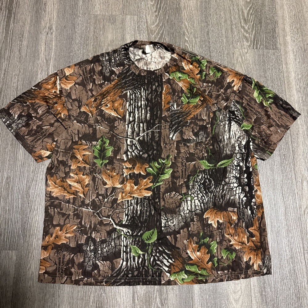 Vintage Jerzees Outdoors Shirt Mens Large Camo Pocket Hunting Trebark And Lynch